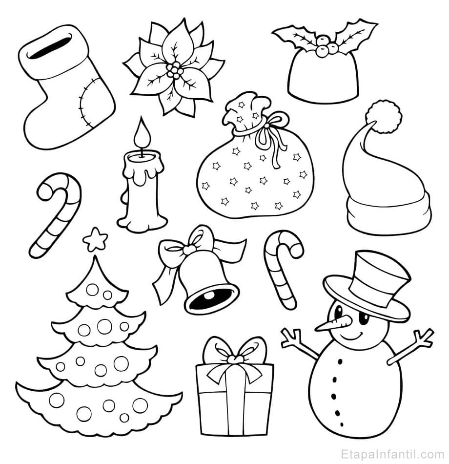 Dibujos de Navidad, Fáciles Para Colorear, Imprimir y a Color
