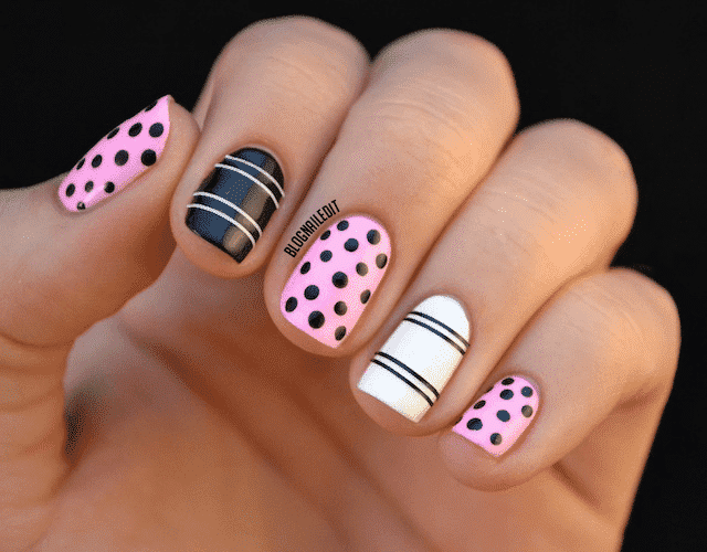 modelos de uñas con puntos y rayas