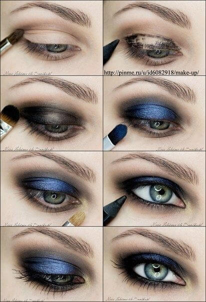 ahumado azul maquillaje ojos