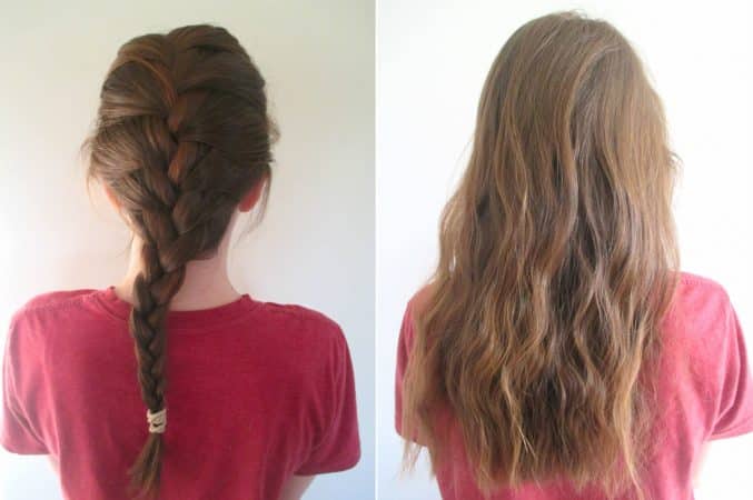 cabello ondulado con trenzas