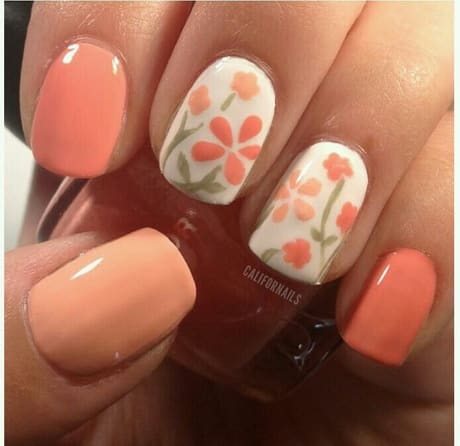 diseños de uñas con puntos y flores