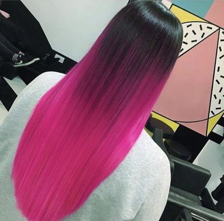 mechas de colores arcoiris rosa neón fluo