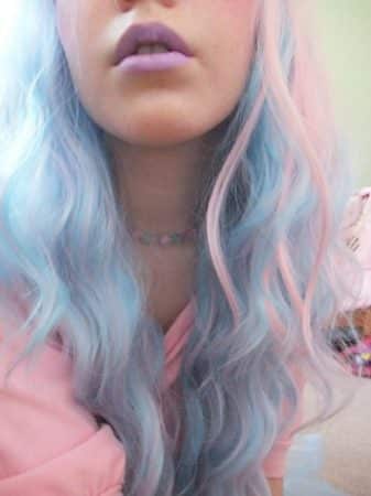 mechas de colores celeste azul rosa