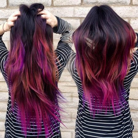 mechas de colores moradas