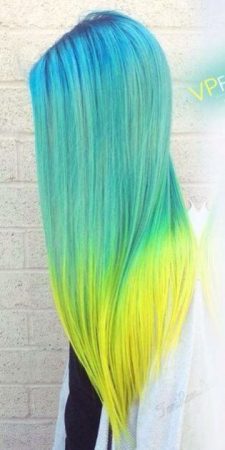 mechas de colores verde limon