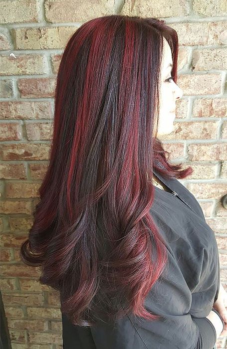 mechas rojas para cabello largo