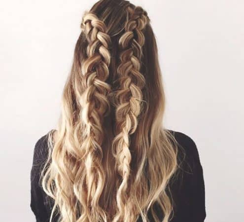 peinados con ondas trenzas dobles