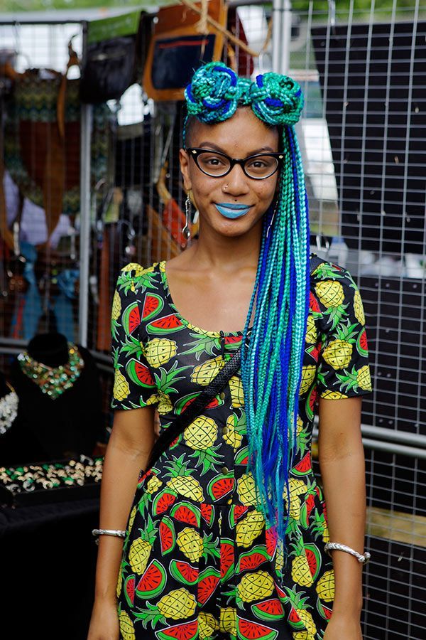 trenza africana azul