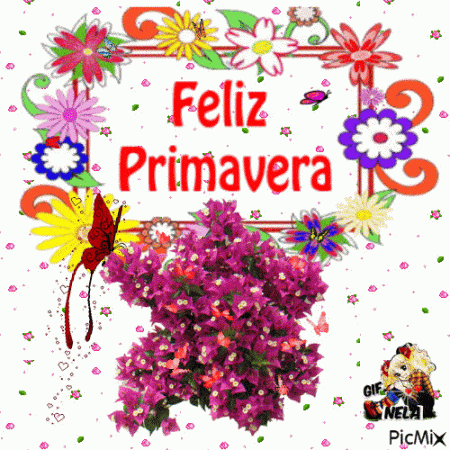 feliz dia primavera animada