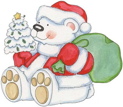 dibujos de navidad con color santa claus oso polar