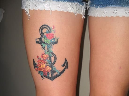anchor on top of woman's leg