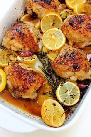 pollo al horno con limon papas